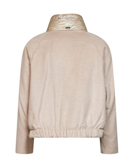 Herno Resort Natural Chantilly Flannel And Ultralight Nylon Resort Jacket