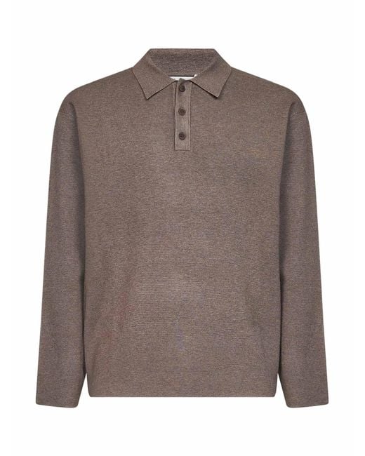 Hevò Brown Taupe Compact Viscose-Blend Knit Mar Grande Polo Shirt for men