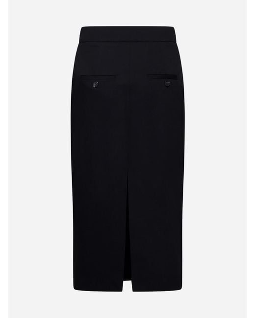 Blanca Vita Black Gabardine Midi Pencil Skirt