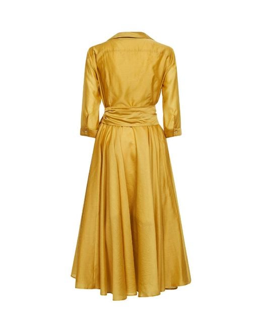 Blanca Vita Yellow Oil Voile Alaky Midi Dress
