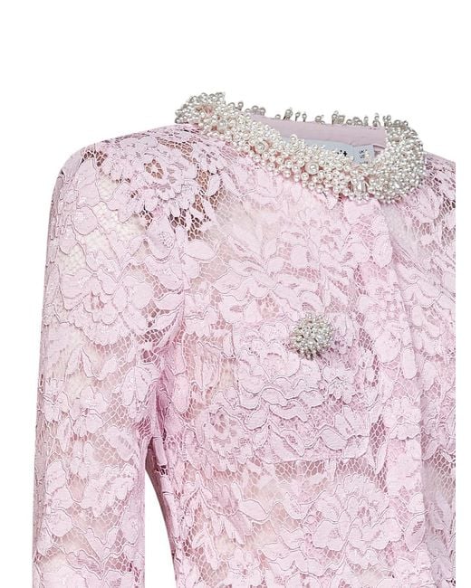 Self-Portrait Pink Lace Top With Peplum Hem