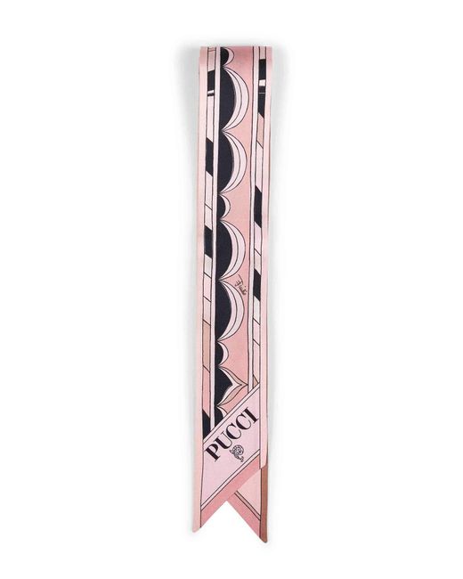 Emilio Pucci Pink Nude Silk Twill Bandeau With Mixed Prints