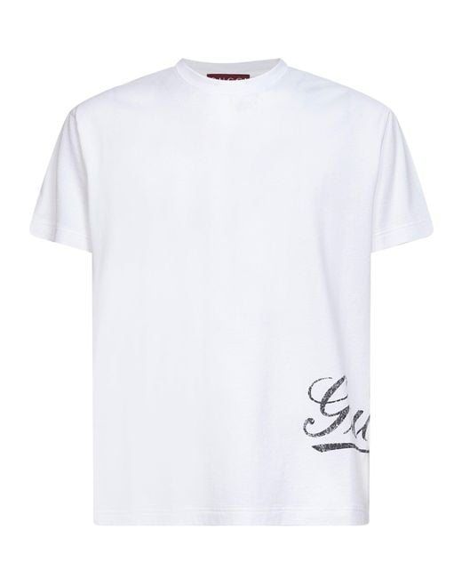 Gucci White Cotton Jersey Logo-Printed T-Shirt for men