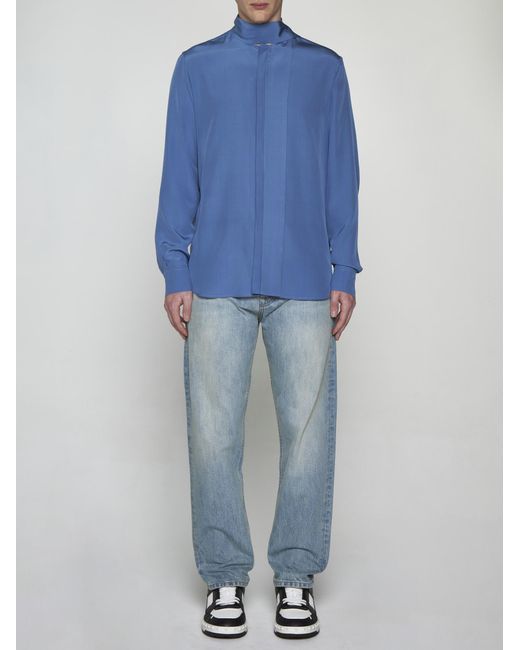 Valentino Blue Silk Shirt for men