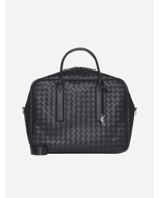 Bottega Veneta Black Getaway Weekender Leather Medium Bag for men