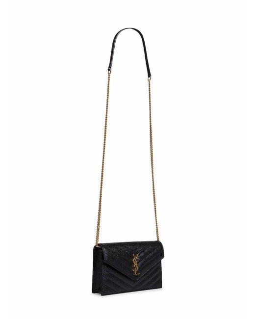 Saint Laurent White Cassandre Classic Envelope Clutch With Chain Shoulde Strap