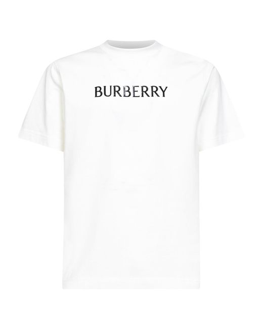 Burberry White Chalk Cotton Logo T-Shirt for men