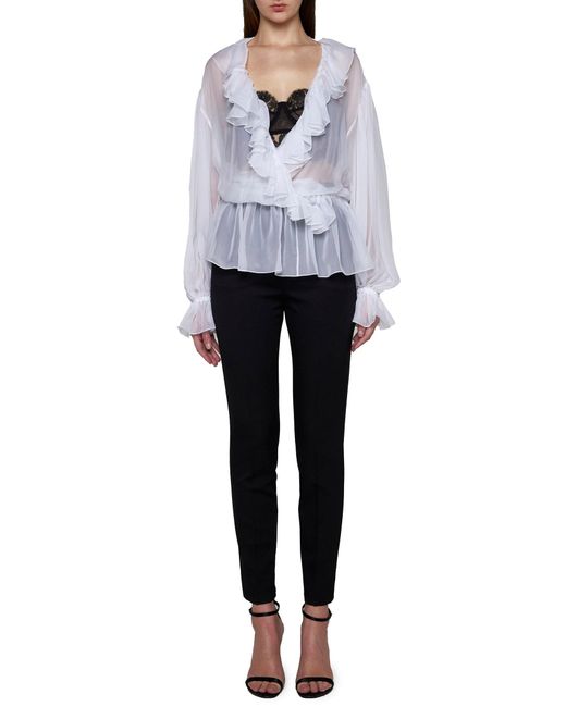 Dolce & Gabbana Black Stretch Wool And Silk Trousers