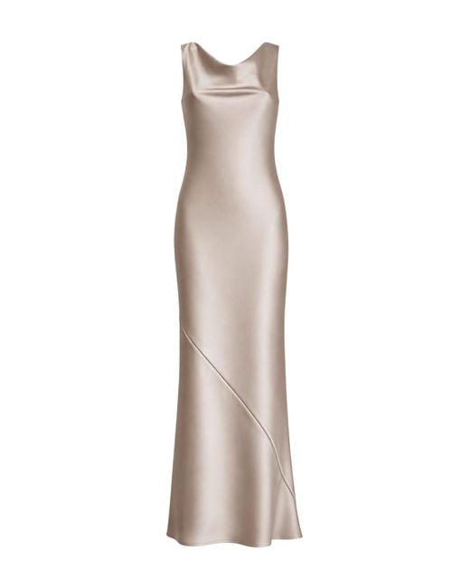 Blanca Vita Natural Chalk Satin Anjea Long Dress
