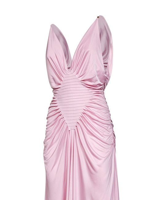 Versace Pink Pastel Liquid Viscose Jersey Evening Dress