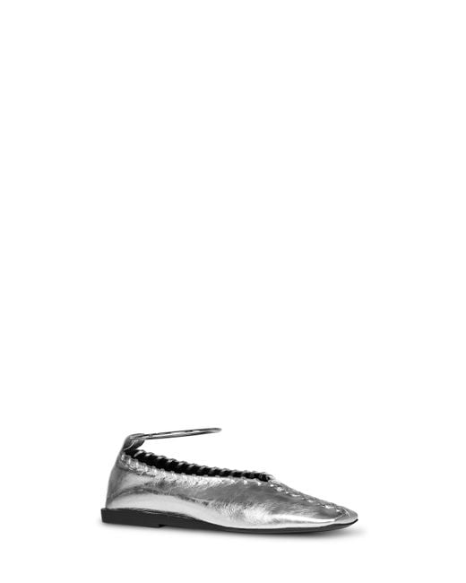 Jil Sander White Ballet Flats Laminated Leather