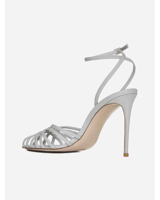 Le Silla White Embrace Lame' Fabric Sandals