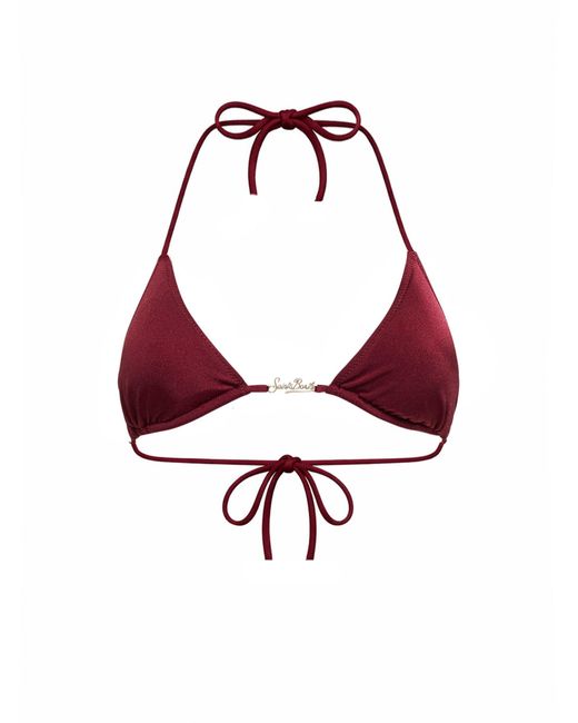 Mc2 Saint Barth Red Triangle Bikini Top Leah Plate Lycra