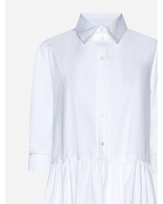 Fabiana Filippi White Cotton Tiered Shirt Dress