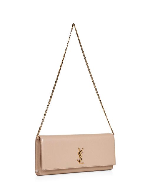 Saint Laurent Natural Dark Kate Clutch With Shoulder Strap