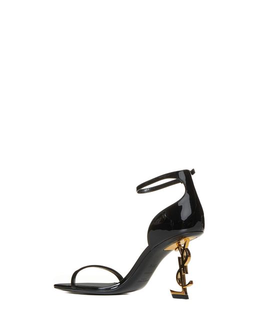 Saint Laurent White Opyum Ysl Patent Leather Sandals