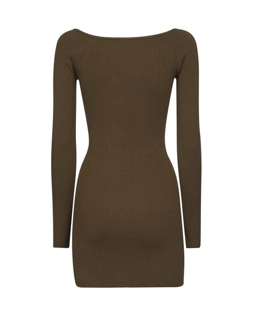 DIESEL Green Ribbed Viscose M-Vera Minidress