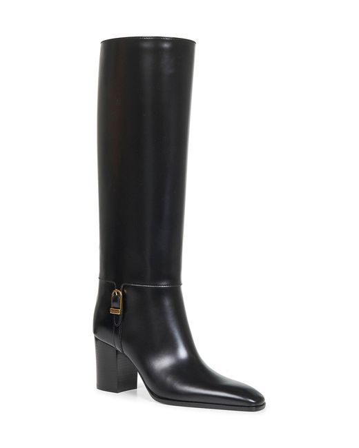 Saint Laurent Black Smooth Leather Julia Boots
