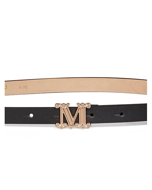 Max Mara White Leather Mgraziata Monogram Belt
