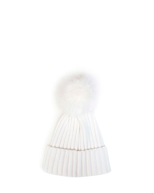 Moncler White Natural Wool Pom-Pom Beanie