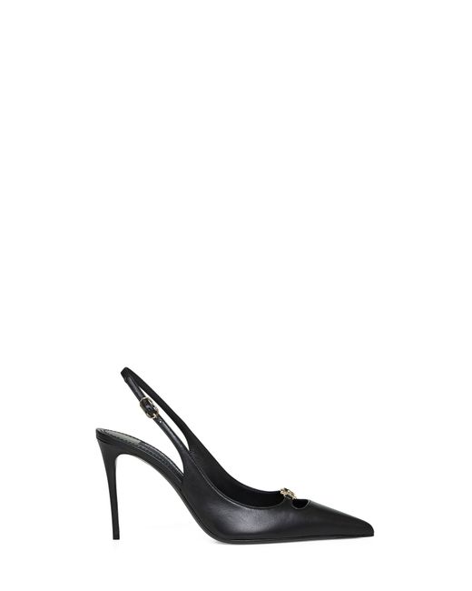 Dolce & Gabbana Black Silky Nappa Leather Lollo Slingback Pumps