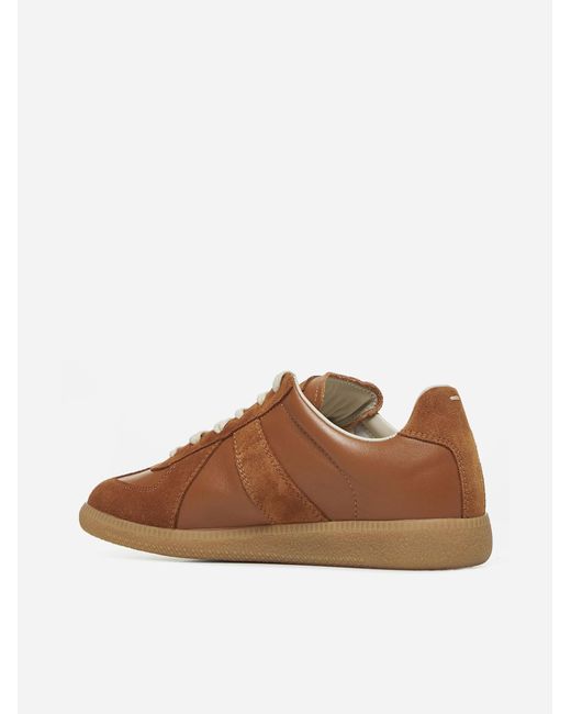 Maison Margiela Brown Replica Leather Sneakers