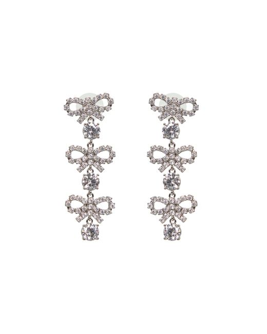 Self-Portrait White Self Portrait Micro Bow Crystal Tiered Earrings