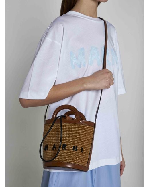 Marni White Tropicalia Mini Bucket Bag