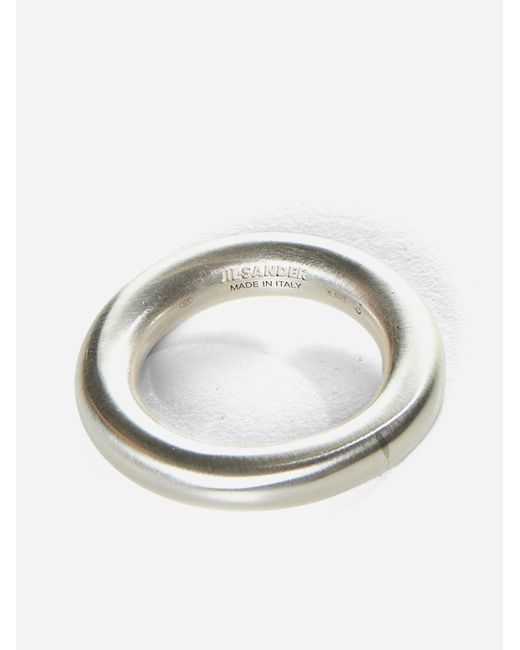 Jil Sander Metallic Silver Plated Ring for men