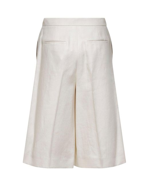 Max Mara White Linen Twill Mxmkaki Bermuda Shorts