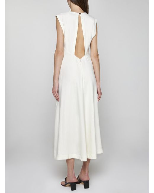 Studio Nicholson White Sevan Viscose And Linen Midi Dress