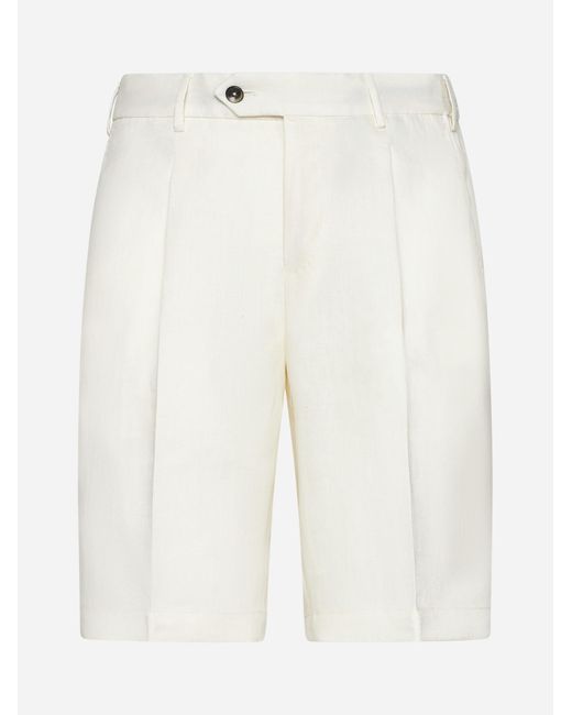 PT Torino White Linen Shorts for men