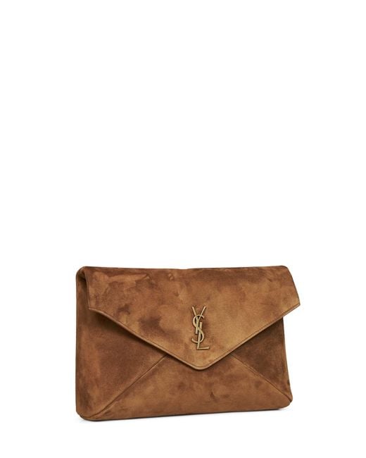 Saint Laurent Brown Caramel Cognac Large Cassandre Envelope Clutch