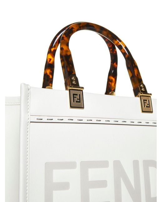 Borsa Tote Piccola Sunshine di Fendi in White