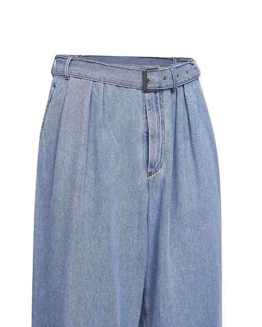 Dries Van Noten Blue Denim Belted Wide-Leg Jeans for men
