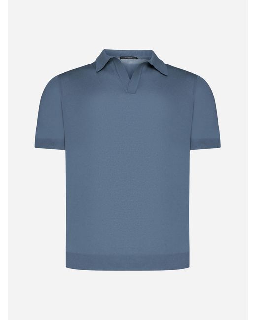 Tagliatore Blue Cotton Polo Shirt for men