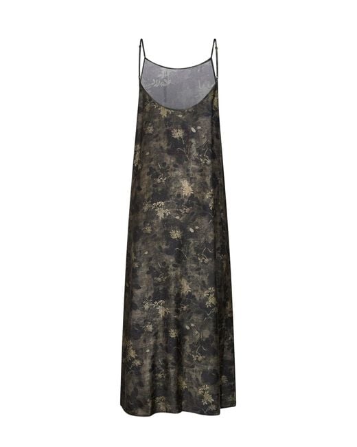 Uma Wang Green And Floral Moulay Anaya Long Slip Dress