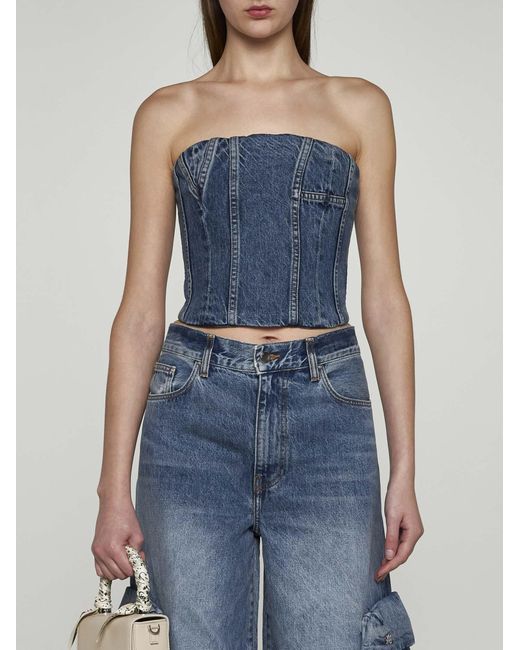 Amiri Blue Ma Denim Bustier Top