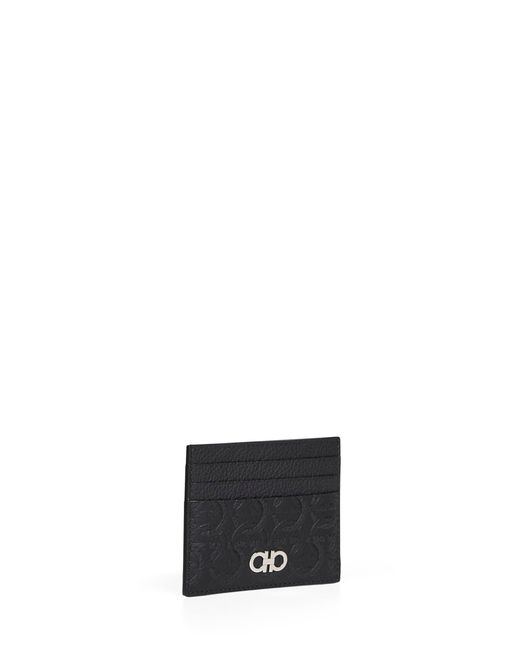 Ferragamo White Gancini Credit Card Holder for men