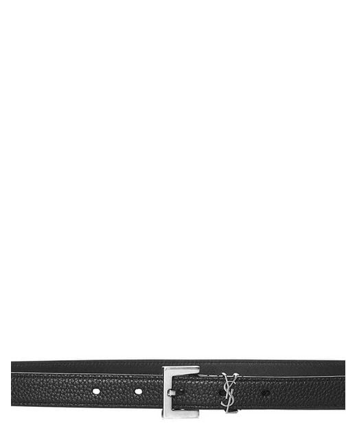 Saint Laurent White Ysl Logo Leather Belt for men