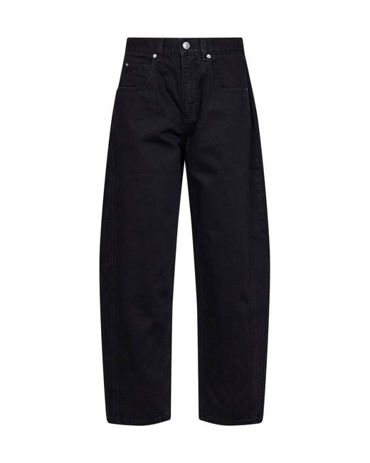 Isabel Marant Blue Faded Cotton Denim Oriane Barrel Jeans