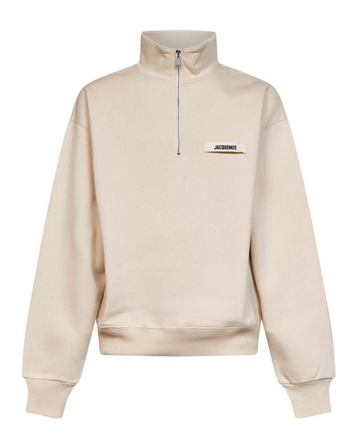 Jacquemus Natural The Gros Grain Zipped-Rollneck Sweatshirt for men