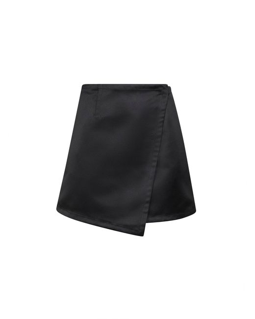 Co. Black Duchesse Satin Wrap Mini Skirt