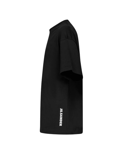 Jil Sander Black Cotton Boxy T-Shirt With Logo for men