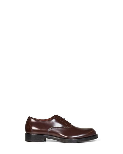 Dries Van Noten Brown Dark Brushed Leather Derby Shoes for men