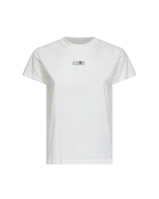 MM6 by Maison Margiela White Off- Breathable Cotton Jersey Numeric T-Shirt