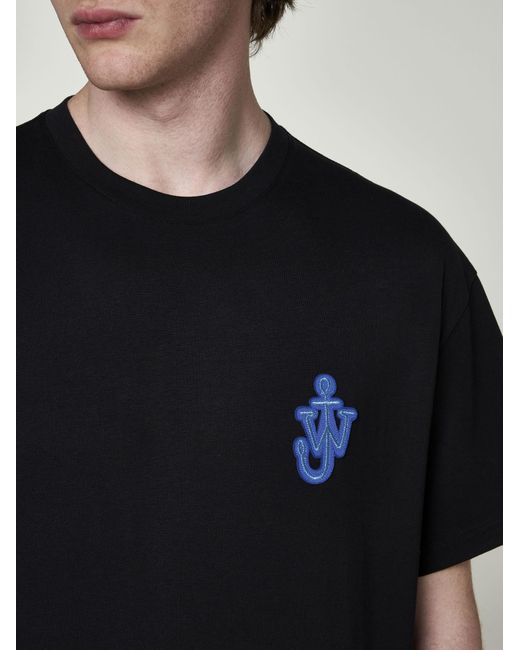 J.W. Anderson Black Anchor-patch Cotton T-shirt for men