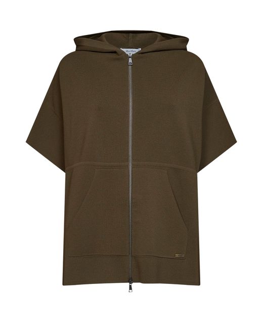 Max Mara Green Khaki Viscose Crepe Mxmelogio Hooded Cardigan