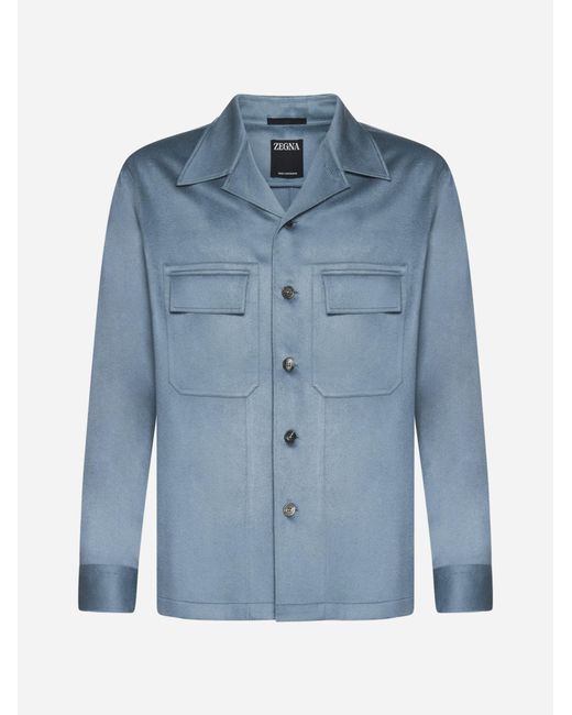 ZEGNA Oasi Cashmere オーバーシャツ カシミヤ ブルー M ZEGNA Oasi Cashmere Overshirt in Blue for Men | Lyst