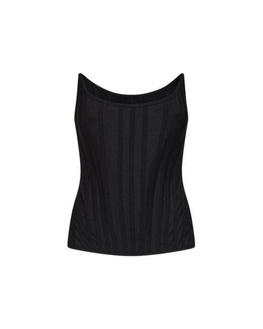 GIUSEPPE DI MORABITO Black Stretch Twill Bustier Top